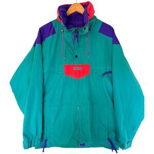 Columbia Sportswear Jacket Mens Medium Green Purple Colorblock Zip Outdoor